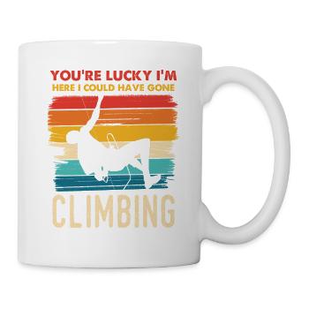 Kletterglück Spruch Hier Klettern - Tasse - Weiß - Rechts
