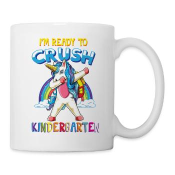 Einhorn abtupfen, bereit, den Kindergarten zu besiegen. - Tasse - Weiß - Rechts