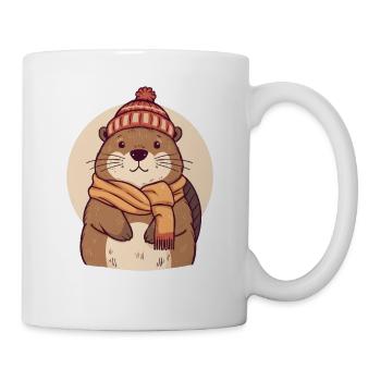 Winter Bieber with scarf and hat - Mug - white - Right