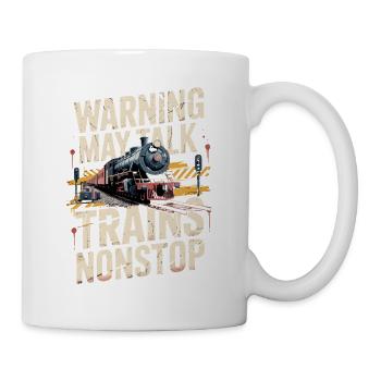 Avertissement : Je pourrais parler des trains sans cesse. - Mug blanc - blanc - Droite