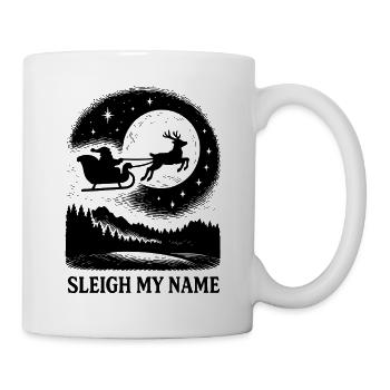 Schlitten Mein Name Weihnachtsmann Weihnachtsspaß - Tasse - Weiß - Rechts