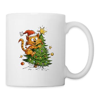 Chat de Noël dans le sapin de Noël Chat de Noël - Mug blanc - blanc - Droite