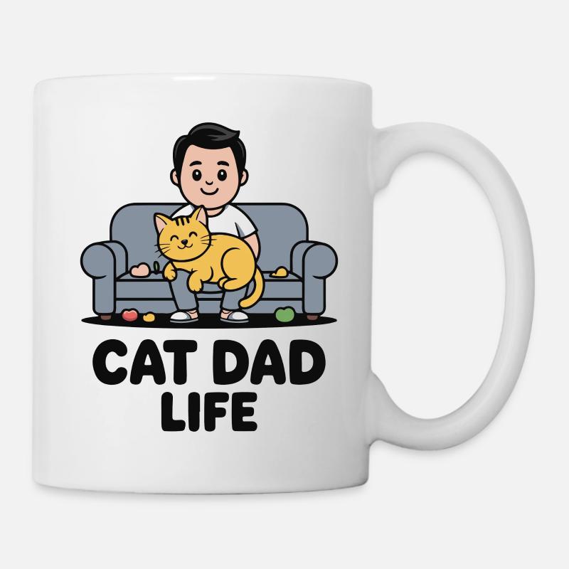 Katzenpapa-Leben auf dem Sofa - Tasse - Weiß