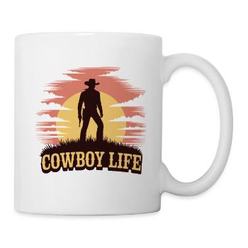Cowboy-Leben Sonnenuntergangs-Silhouette - Tasse - Weiß - Rechts