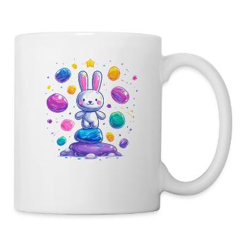 Un lapin joyeux sur des œufs colorés - Mug blanc - blanc - Droite