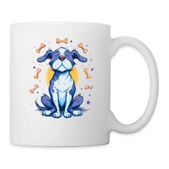 Cheerful blue dog with bones - Mug - white - Right