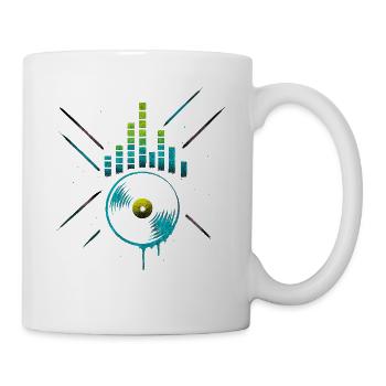 Égaliseur vinyle néon, rythmes de club techno - Mug blanc - blanc - Droite