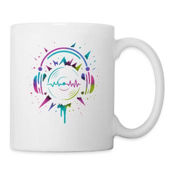 Neon Kopfhörer Vinyl, Techno Rave Sound - Tasse - Weiß - Rechts