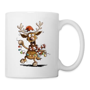 Lustiges Weihnachtsrentier Rentier Cartoon X-Mas - Tasse - Weiß - Rechts