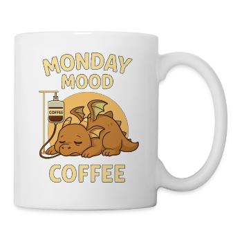 Müder Drache Montag & Kaffee - Tasse - Weiß - Rechts