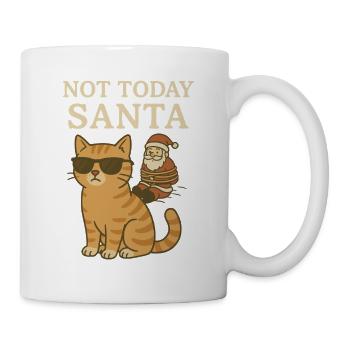 Nicht heute Weihnachtsmann-Lustiges Katzen-Weihnachtsdesign - Tasse - Weiß - Rechts
