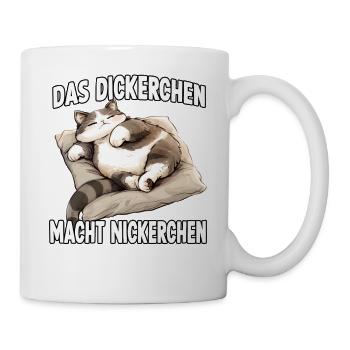 Lustiges Katzen Nachthemd Das Dickerchen macht  - Tasse - Weiß - Rechts