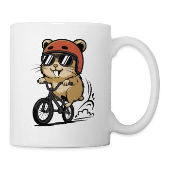 Cycliste hamster avec casque et lunettes de soleil - Mug blanc - blanc - Droite