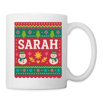 Sarah Christmas Snowman Festive Art  - Mug - white - Right