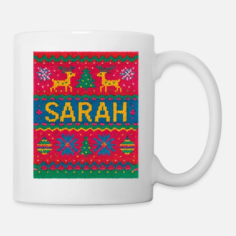 Sarah Weihnachts-Strick-Fußabtreter - Tasse - Weiß