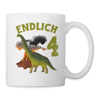 4 ans anniversaire garçon Dino Volcano - Mug blanc - blanc - Droite