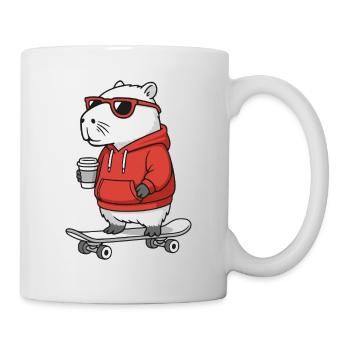 Capybara Lunettes de soleil Skateur rongeur Skateboard - Mug blanc - blanc - Droite