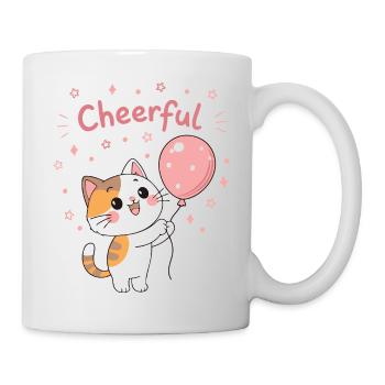 Fröhliches pinkes Ballonkätzchen - Tasse - Weiß - Rechts