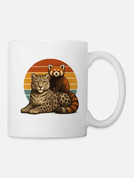 Schneeleopard Roter Panda - Tasse - Weiß