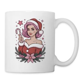 Madame Noël Bonbon, T-shirt de Noël, mignon - Mug blanc - blanc - Droite
