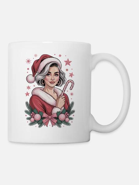 Mrs Claus Candy, Weihnachts Shirt, süß - Tasse - Weiß