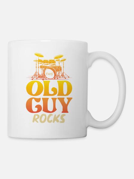 Alter Mann Rocks Schlagzeug - Tasse - Weiß