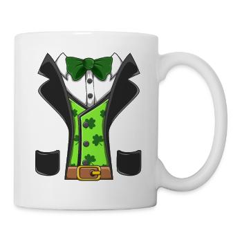 Leprechaun Costume Vest Bow Tie St Patricks Design - Mug - white - Right