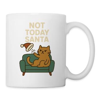 Nicht heute Weihnachtsmann-lustiger Katzen-Weihnachtshumor - Tasse - Weiß - Rechts