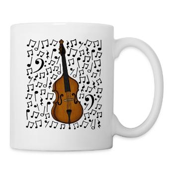 Contrebasse Notes musicales Bassiste Musicien à cordes - Mug blanc - blanc - Droite