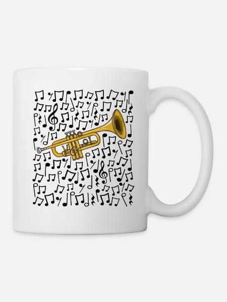 Trumpet Musical Notes Trumpeter Brass Musician - Mug - white