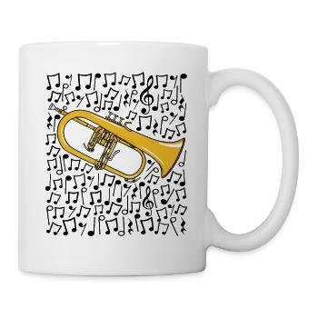 Flugelhorn Musical Notes Hornist Brass Musician - Mug - white - Right