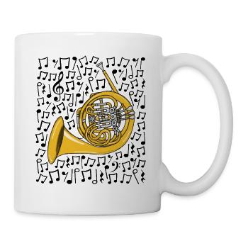French Horn Musical Notes Brass Musician - Mug - white - Right