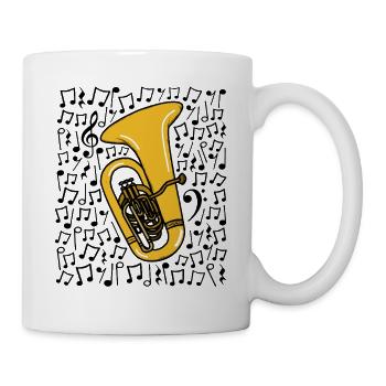 Tuba Notes musicales Tubaiste Musicien de cuivres - Mug blanc - blanc - Droite