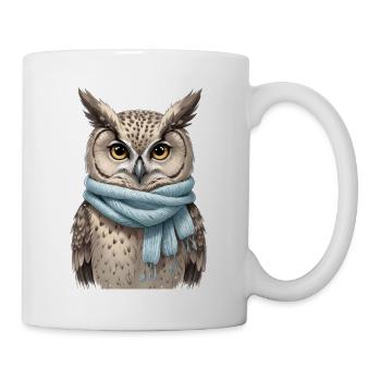 Winter Owl with Blue Scarf - Mug - white - Right