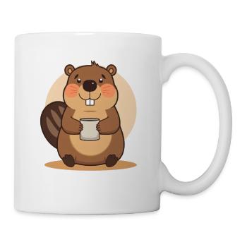 Adorable Beaver with Mug - Mug - white - Right