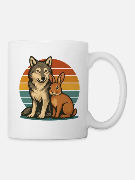 Wolf und Hase - Tasse - Weiß