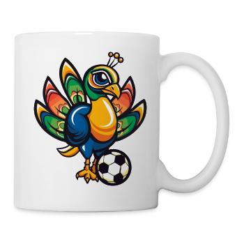 Bunter Fußball-Truthahn Pfau - Tasse - Weiß - Rechts