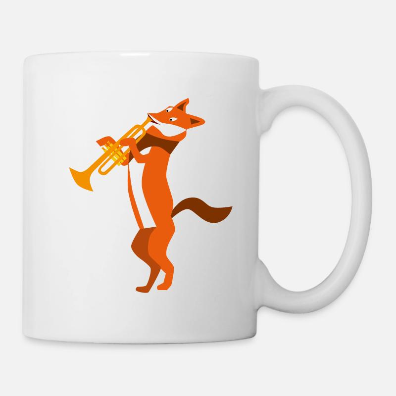 Renard à la trompette, peinture abstracte sauvage - Mug blanc - blanc