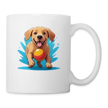 Dessin animé Chien joyeux avec balle - Mug blanc - blanc - Droite