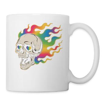 Psychedelischer Totenkopf im Feuerdesign - Tasse - Weiß - Rechts