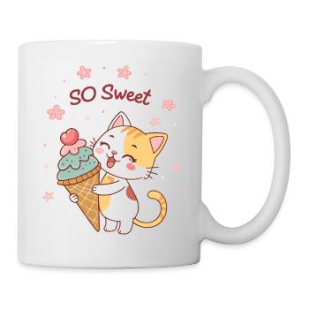 Gourmet-Katze mit So Sweet-Kegel - Tasse - Weiß - Rechts