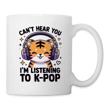 Kawaii K-Pop Tiger with Headphones - Mug - white - Right