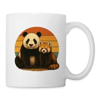 Panda Roter Panda Retro Tierfreunde - Tasse - Weiß - Rechts