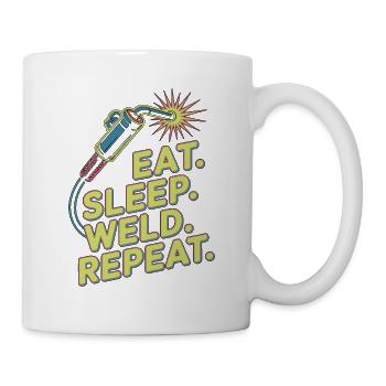Soudeur Manger Dormir Souder Répéter Métallurgie en acier - Mug blanc - blanc - Droite