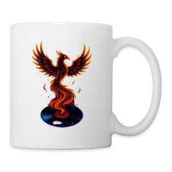 Phoenix Vinyl, Fire Bird, DJ Music Art - Mug - white - Right