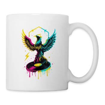 Phoenix DJ Vinyl, Neon Rave, Musik Feuer - Tasse - Weiß - Rechts