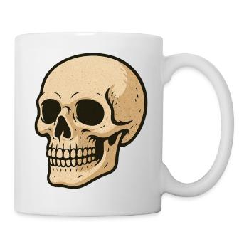 Sepia Schädel Illustration - Tasse - Weiß - Rechts