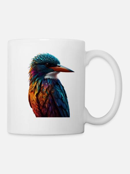 Bunter Eisvogel Farbenspiel - Tasse - Weiß