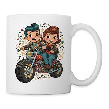 Comic Bike Duo Abenteuer - Tasse - Weiß - Rechts