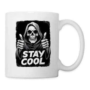 Stay Cool Sensenmann Totenkopf - Tasse - Weiß - Rechts